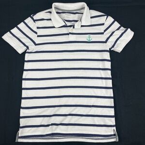 Old Navy Polo Mens Small White Blue Striped Anchor
